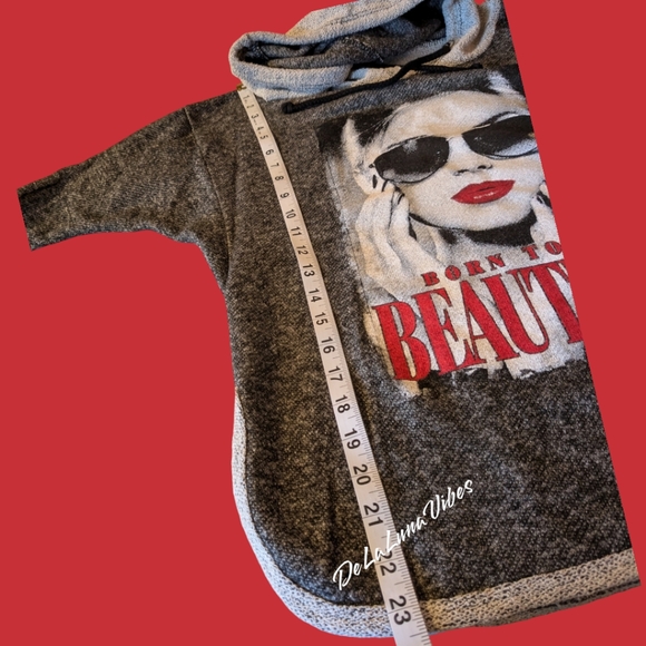 Papaya Juniors Small Glamour Hoodie with Drawstring. "Born to be Beautiful" - Picture 4 of 7